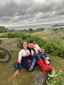Resting with a view—adventure and friendship in one frame.